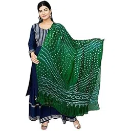 Art Silk Womens & Girls Soft Fancy Jaipuri Rajasthani Traditional/Ethnic Multi-colored Dupatta Heavy Chinon-Silk Bandhej bandhni Tie Die Chunnis Dupattas-image-1