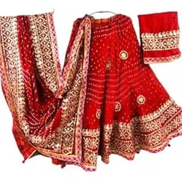 pk mart Traditional Bandhej Lehenga Choli for Women and Girls – Ethnic Rajasthani Ghaghra with Dupatta – Wedding Festival Wear Set-picture-43