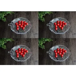 pkmsho Elegant Leaf Shape Plate Quarter Plate 4 PC K521 For Serving Dry Fruit, Gift & Decor Quarter Plate-picture-17