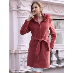 Plagg Women Single-Breasted Shawl Collar Hooded Stylish Overcoat-picture-19