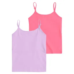 Plan B Cotton Blend Knit Pack Of 2 Sleeveless Solid Camisoles - White & Lavender-picture-24