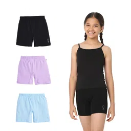 Plan B Cotton Blend Knit Pack Of 3 Brand Solid Shorts - Lavender Blue & Black-picture-25