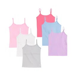 Plan B Cotton Blend Knit Pack Of 6 Sleeveless Solid Camisoles - Grey Lavender & Baby Pink-picture-30