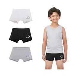 Plan B Cotton Blend Woven Pack Of 3 Smiley Face Printed Briefs - Black Grey & White-picture-14