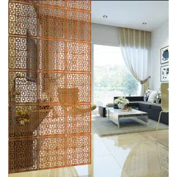 planet decor MDF Engineered Wood with Wooden Texture Hanging Room Divider in Brown Colour-picture-28