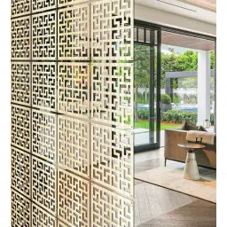 planet decor Static Godfrey (Set Of 10) Cream Colour Engineered Wood Hanging Room Divider-picture-33