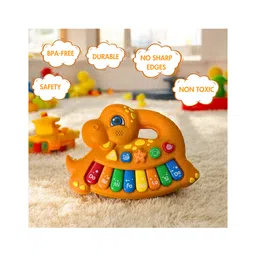 Planet of Toys Cartoon Dinosaur Baby Musical Learning Keyboard - Fun & Educational Musical Keyboard Toy for Toddlers - Colorful Lights & Sounds - Stimulates Creativity & Early Learning Skills - Orange-picture-25