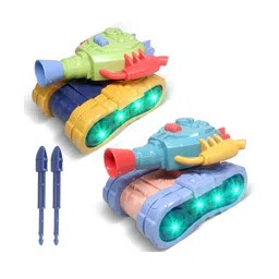 Planet of Toys Electric Tank Toy with Dynamic Music, Cool Lights, 360° Rotating Wheels, Movable Top, 2 Ejectable Bullet Points Interactive Battle Tank for Kids-picture-17