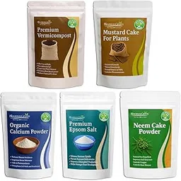 Plant Care Combo - Premium Vermicompost, Mustard Cake, Neem Cake Powder, Organic Calcium Powder, Epsom Salt, 250g Each-picture-23