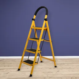 plantex Compact Foldable 4-Step Ladder for Home - Wide Anti Skid Steps (Yellow & Black) Steel Ladder-picture-12