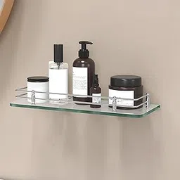 Plantex Multipurpose Transparent Glass Shelf for Bathroom/Living Room Wall Mount - Bathroom Accessories (Polished - 15x6 Inches - Pack of 1)-picture-13