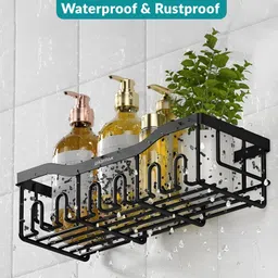 Plantex No Drill Bathroom Organiser Set of 5 Pieces with Self Adhesive Bathroom Shelves/Soap Stands/Toothbrush and Paste Holder - Black, Pack of 5 image 3