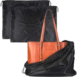 plasmaller 2-Pack Dust Cover Storage Bag - Silk Cloth Drawstring Pouches for Handbags, Purses, Shoes, Boots, Travel Organizers, Black, 19.6 x 15.7”-picture-23