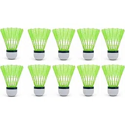 Plastic Badminton Shuttlecock | Nylon Practice Shuttle | Indoor & Outdoor Play | Green & White | 1 Box (10 Pieces)-picture-29