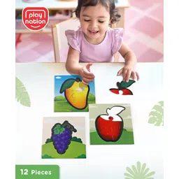 Play Nation 3 in 1 Fruits 12 pcs Colorful Jigsaw puzzle|  Montessori Educational Pre School Toy for Cognitive Development|BIS Certified| 12 months+-picture-35