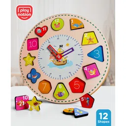 Play Nation Wooden Educational Clock for Learning - Multicolour-picture-3