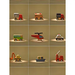 Playbox Unisex Kids Pack of 12 Wooden Toy Cars Playset-picture-58