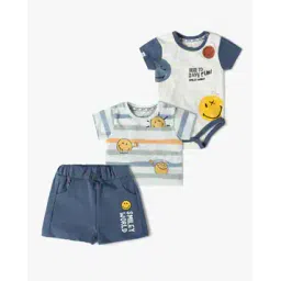 playday Boys Graphic Print Rompers with T-Shirt & Shorts-picture-44