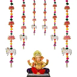 playful stitches Decoration Lotus Pink & Gold Engineered Wood Toran-picture-10