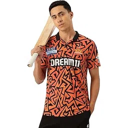 playr Men's Printed Regular Fit Sunrisers Hyderabad Authentic Fan Jersey IPL 2025 Adult Plain Half Sleeve-picture-31