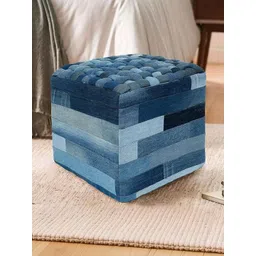 PLIVANA Blue Printed Square Ottomans-picture-19