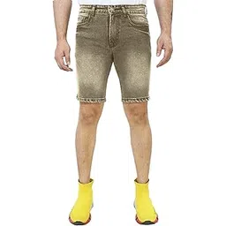 plounge Slim Fit Mid Rise Denim Lycra Blend Western Shorts for Men-picture-10