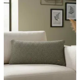 Dark Pewter & Dull Gold Color 100% Cotton Moss 12X20 Inches Knitted Cushion Cover-image-25