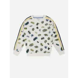 Plum Tree Boys Off White & Yellow Cotton Printed Full Sleeves NA Sweatshirt-picture-10