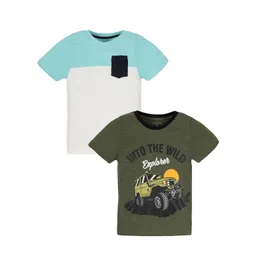 PLUM TREE Boys Pack Of 2 Typography Printed Pure Cotton T-Shirt-picture-22