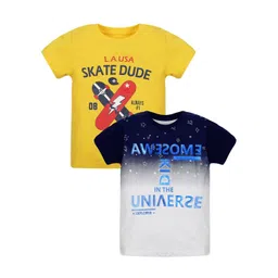 PLUM TREE Boys Typography Printed Pack Of 2 Pure Cotton T-shirts-picture-28