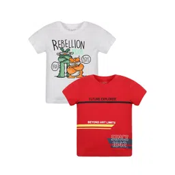 PLUM TREE Boys Typography Printed Pack Of 2 Pure Cotton T-shirts-picture-57