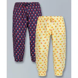 Plum Tree Combo Of 2 Floral Printed Pants - Yellow & Navy Blue-picture-17