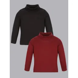 Plum Tree Girls Black & Maroon Solid Full Sleeves T-Shirt (Pack Of 2)-picture-48