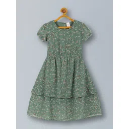 PLUM TREE Girls Floral Print Puff Sleeve Fit & Flare Dress-picture-23