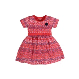PLUM TREE Girls Red Floral Fit and Flare Dress-picture-31