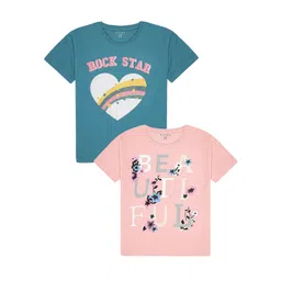 PLUM TREE Girls Typography 2 Printed Pure Cotton T-shirt-picture-46