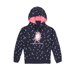 PLUM TREE Girls Unicorn Printed Hooded Pure Cotton Pullover Sweatshirt-picture-23