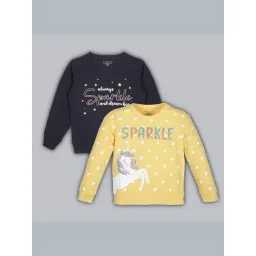 Plum Tree Girls Yellow Printed Sweatshirt - Pack of 2-picture-12