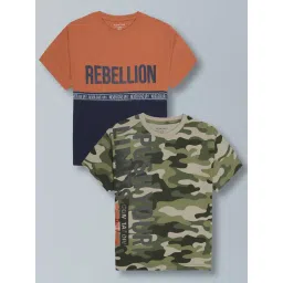 Plum Tree Green Cotton Regular Fit T-Shirts - Pack of 2-picture-19