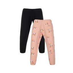 Plum Tree Kids Black & Peach Solid Leggings (Pack Of 2)-picture-41