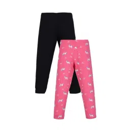 Plum Tree Kids Black & Pink Printed  Leggings (Pack of 2)-picture-36