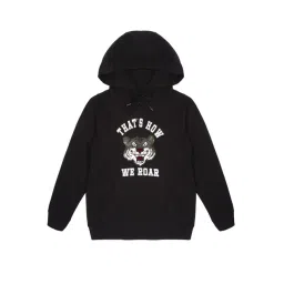 Plum Tree Kids Black Printed Full Sleeves Hoodie Sweatshirt-picture-39