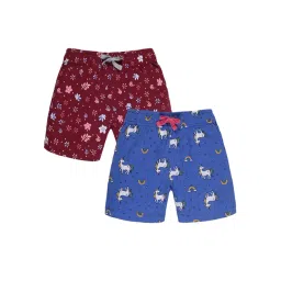 Plum Tree Kids Blue & Maroon Printed Shorts (Pack Of 2)-picture-46