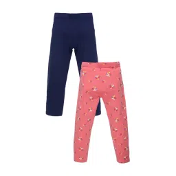 Plum Tree Kids Coral & Black Cotton Floral Print Leggings-picture-23