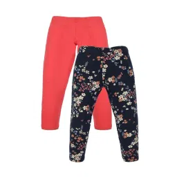 Plum Tree Kids Coral & Navy Floral Print Leggings (Pack Of 2)-picture-16