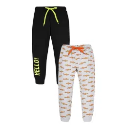 Plum Tree Kids Grey & Black Cotton Printed Joggers (Pack of 2)-picture-22