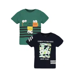 Plum Tree Kids Navy & Green Printed T-Shirt (Pack Of 2)-picture-40
