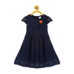 Plum Tree Kids Navy Textured Pattern Dress-picture-38