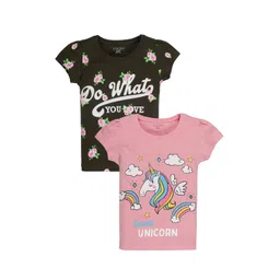 PLUM TREE Pack of 2 Pink & Olive Green Print Top-picture-56