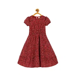 PLUM TREE Red Floral Net Dress-picture-29